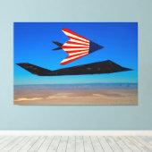 F-117 ナイトホーク 40x60 キャンバスプリント (インサイチュ (ウッドフロア))