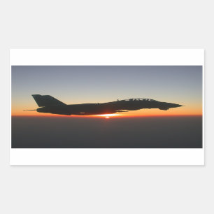 F 14の雄猫の戦闘機 長方形シール