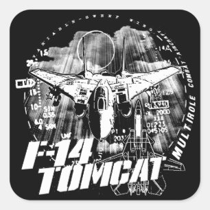 F-14雄猫の正方形のステッカーのステッカー スクエアシール