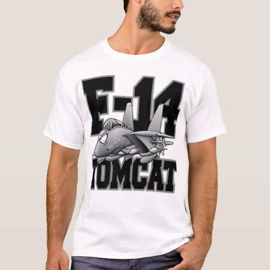 F-14 Tomcat軍隊戦闘機ジェット機の漫画 Tシャツ (正面)