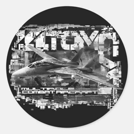 F-14 Tomcat クラシック丸ステッカー ラウンドシール (正面)