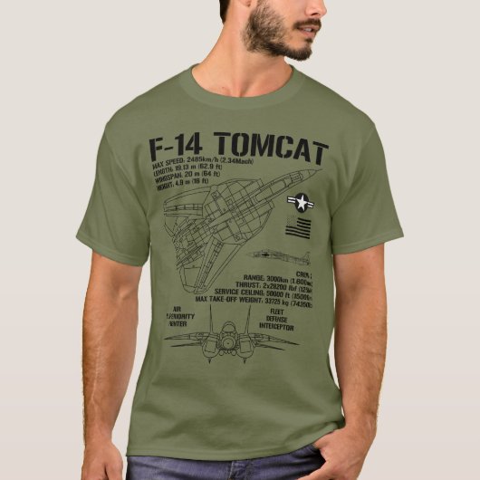 F-14 Tomcat Fighter Jet仕様軍隊F14 Tomcat Tシャツ (正面)