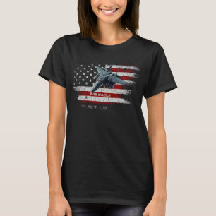 F 15イーグルジェット戦闘機ヴィンテージ飛行機旗パイロット Tシャツ