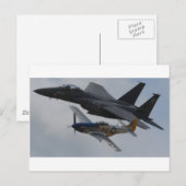 F-15イーグル+P-51マスタング形成 ポストカード (正面/裏面)