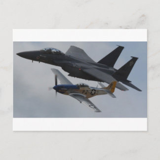 F-15イーグル+P-51マスタング形成 ポストカード