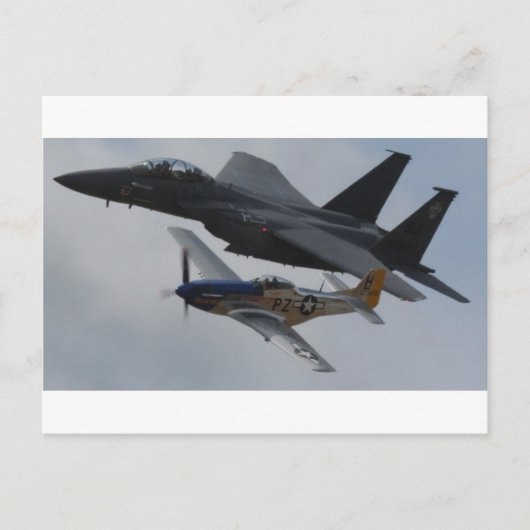 F-15イーグル+P-51マスタング形成 ポストカード (正面)