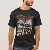F-15 Eagle Pilot Sky's Elite Military Aviation Tシャツ (正面)