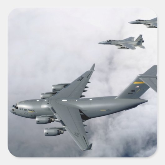 F-15Bイーグルスはハワイに拠点を置く最初のC-17を護衛する スクエアシール (正面)