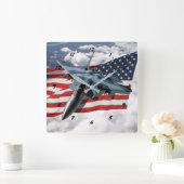 F-15Cの侵略者 スクエア壁時計 (ホーム)