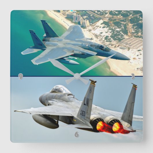 F-15Cイーグル スクエア壁時計 (正面)