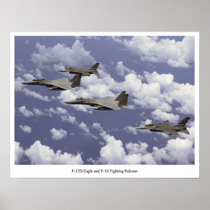 F-15DイーグルおよびF-16戦闘《鳥》ハヤブサ ポスター