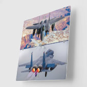 F-15Eストライクイーグル スクエア壁時計 (傾斜)