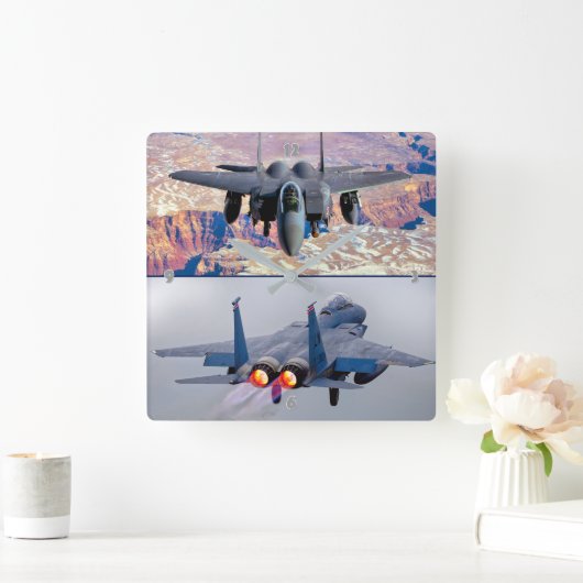 F-15Eストライクイーグル スクエア壁時計 (ホーム)