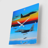 F-15Eストライクイーグル スクエア壁時計 (傾斜)