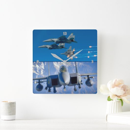 F-15Eストライクイーグル スクエア壁時計 (ホーム)