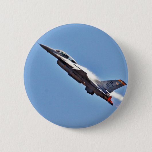 F-16のジェット戦闘機の飛行機 缶バッジ (正面)