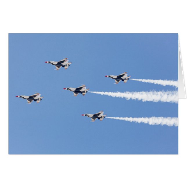 F-16サンダーバーズの5カードフォーメーション飛行 (正面横)