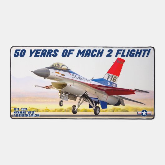 F-16ファイティング《鳥》ハヤブサ- 50年! デスクマット (正面)