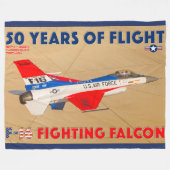 F-16ファイティング《鳥》ハヤブサ- 50年! フリースブランケット (正面(横))