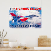 F-16ファイティング《鳥》ハヤブサ- 50年! ポスター (キッチン)