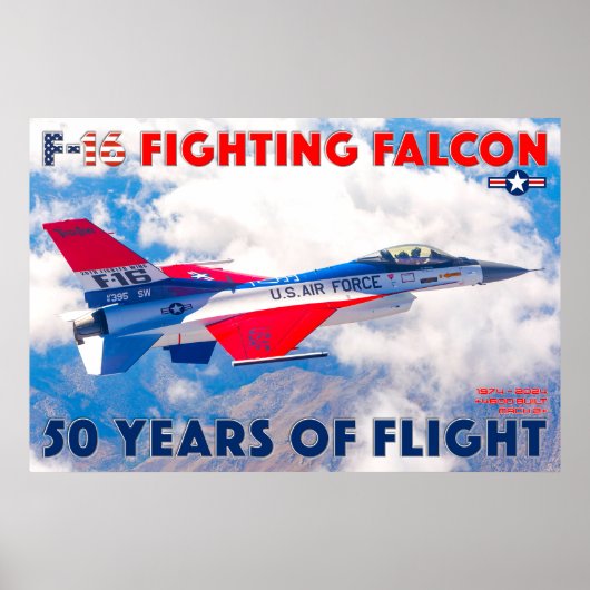 F-16ファイティング《鳥》ハヤブサ- 50年! ポスター (正面)