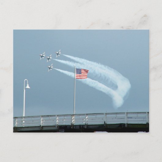 F-16戦闘用《鳥》ハヤブサアメリカ国旗 ポストカード (正面)