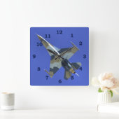 F-16戦闘用《鳥》ハヤブサジェット スクエア壁時計 (ホーム)