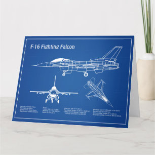 F-16戦闘用《鳥》ハヤブサ – 航空機の設計図の計画AD サンキューカード