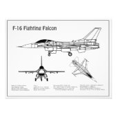 F-16戦闘用《鳥》ハヤブサ – 飛行機の設計図プランBD フォトプリント (正面)