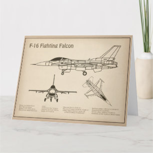 F-16戦闘用《鳥》ハヤブサ – 飛行機の設計図プランSD サンキューカード