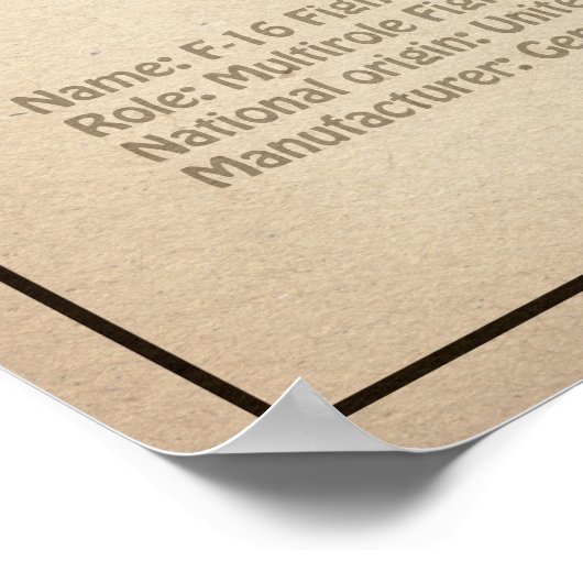 F-16戦闘用《鳥》ハヤブサ – 飛行機の設計図プランSD ポスター (角)