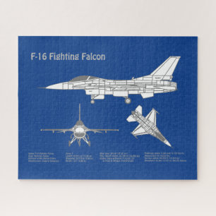 F-16戦闘用《鳥》ハヤブサ – 飛行機設計図ABD ジグソーパズル