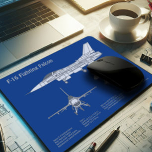 F-16戦闘用《鳥》ハヤブサ – 飛行機設計図ABD マウスパッド