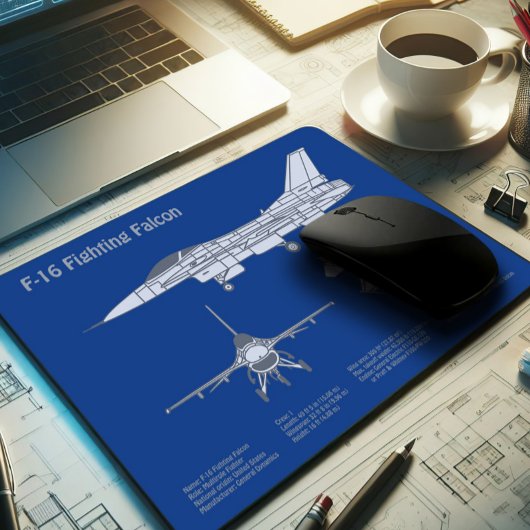 F-16戦闘用《鳥》ハヤブサ – 飛行機設計図ABD マウスパッド