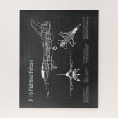 F-16戦闘《鳥》ハヤブサ – 飛行機設計図PD ジグソーパズル (縦)