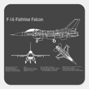 F-16戦闘《鳥》ハヤブサ – 飛行機設計図PD スクエアシール