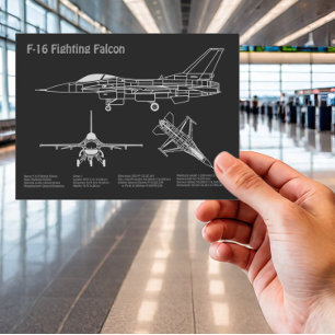 F-16戦闘《鳥》ハヤブサ – 飛行機設計図PD ポストカード