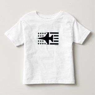 F-16毒蛇の戦闘機の黒の星条旗 トドラーTシャツ