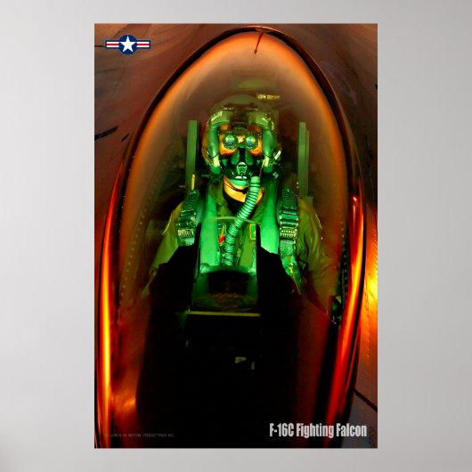 F-16C戦闘《鳥》ハヤブサパイロット ポスター (正面)