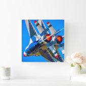 F-16C戦闘《鳥》ハヤブサ スクエア壁時計 (ホーム)