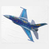 F-16C戦闘《鳥》ハヤブサ フリースブランケット (正面(横))