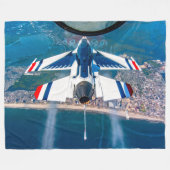 F-16C戦闘《鳥》ハヤブサ フリースブランケット (正面(横))