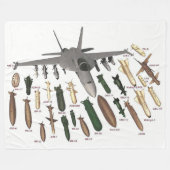 F-18とそのARMAMENTS フリースブランケット (正面(横))