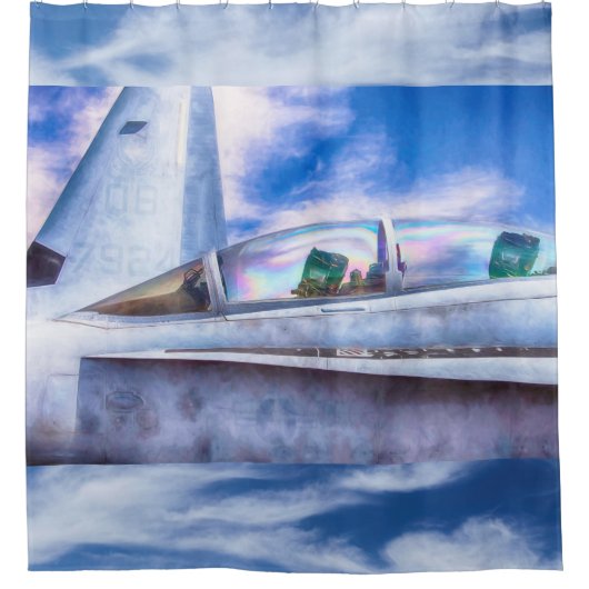 F-18ホーネット戦闘機ジェット機搭載 シャワーカーテン (正面)