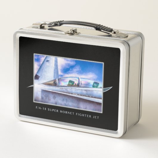 F-18ホーネット戦闘機ジェット機搭載 メタルランチボックス (正面)