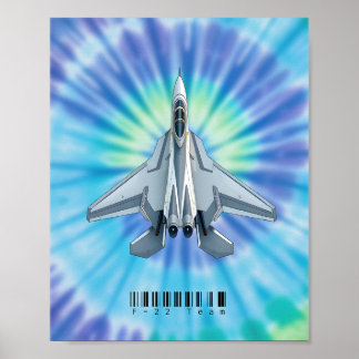 F-22ファイタージェットポスタ鮮やかー（タイダイ） ポスター