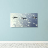 F-22ラプターの3船構成 キャンバスプリント (インサイチュ (ウッドフロア))