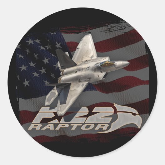 F-22ラプターアメリカ国旗 ラウンドシール (正面)