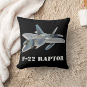 F-22ラプターファイタージェット機搭載ブラック クッション (ブランケット)