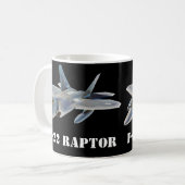 F-22ラプターファイタージェット機搭載ブラック コーヒーマグカップ (正面左)